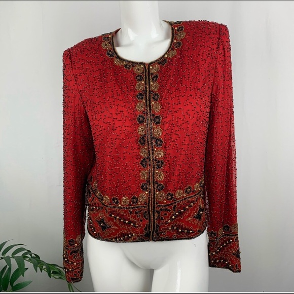 Vintage Lawrence Kazer Beaded Silk Crop Jacket - Picture 13 of 16